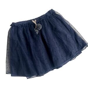 Zara Tulle Dot Skirt - Pom Tassels - Navy Blue - 4/5